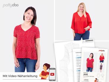 Schnittmuster Jane Damenbluse und Kleid by pattydoo